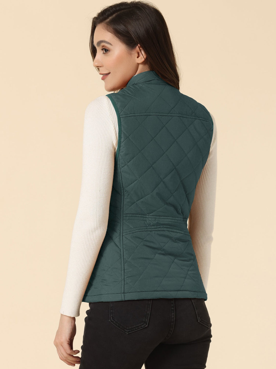 Women's Vest Quilted Lightweight Stand Collar Zip-Up Sleeveless Regular Fit