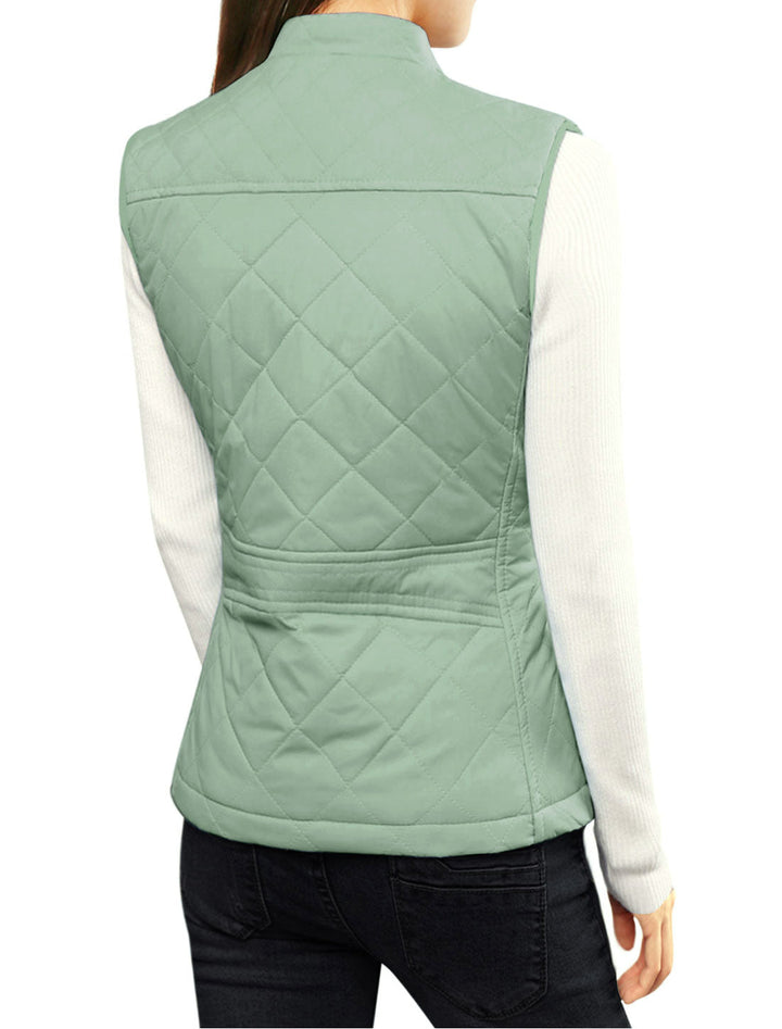 Women's Vest Quilted Lightweight Stand Collar Zip-Up Sleeveless Regular Fit