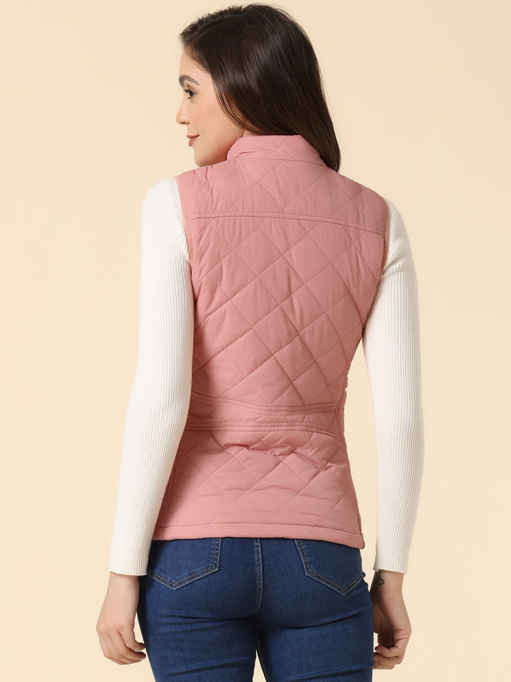 Women's Vest Quilted Lightweight Stand Collar Zip-Up Sleeveless Regular Fit