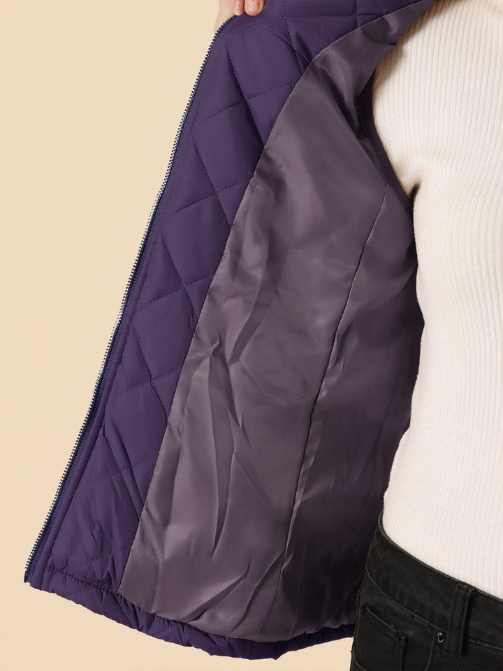 Women's Vest Quilted Lightweight Stand Collar Zip-Up Sleeveless Regular Fit