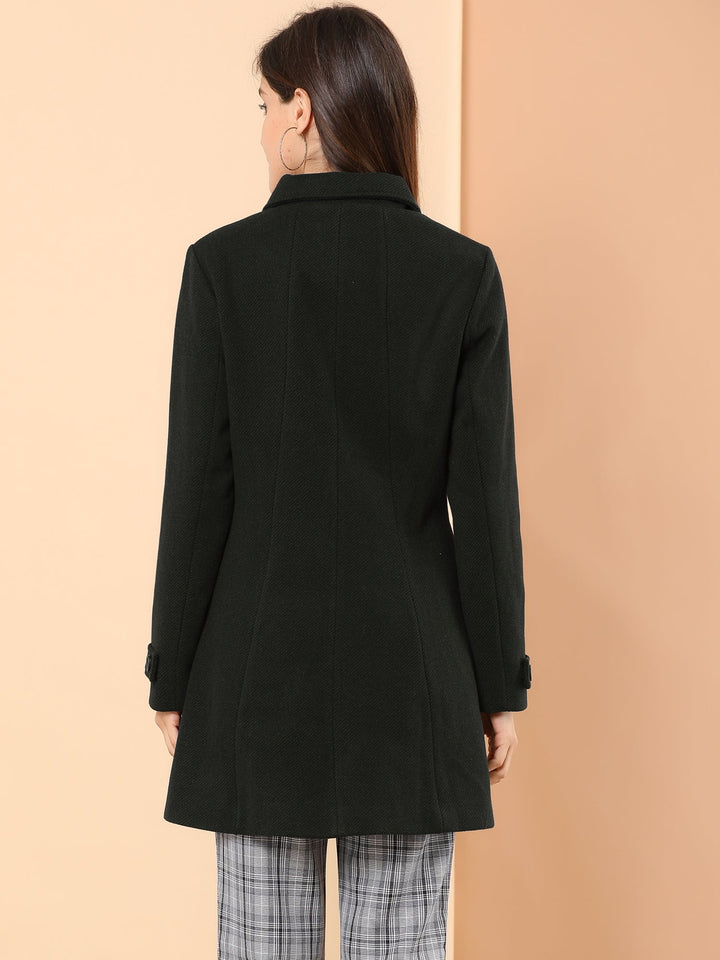 Women's Pea Coat Peter Pan Collar Single Breasted Long Sleeve