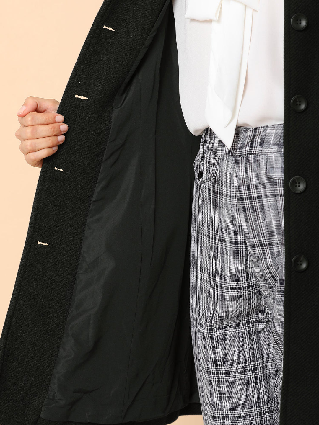Women's Pea Coat Peter Pan Collar Single Breasted Long Sleeve