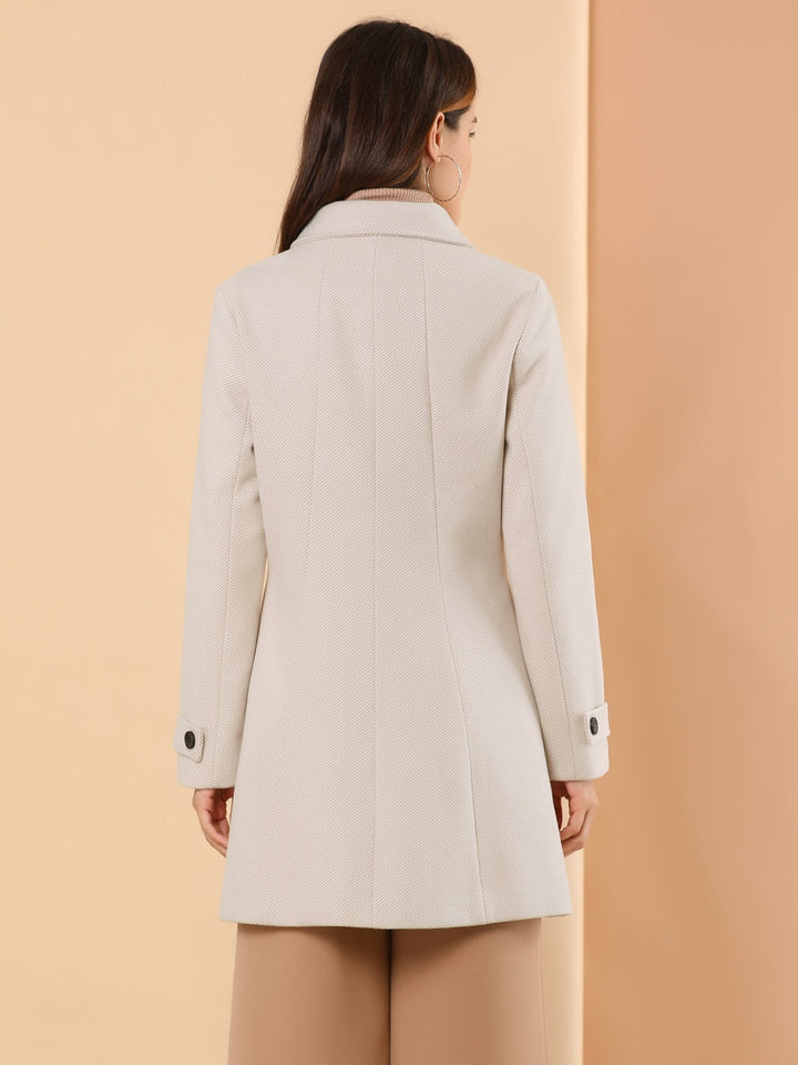 Women's Pea Coat Peter Pan Collar Single Breasted Long Sleeve