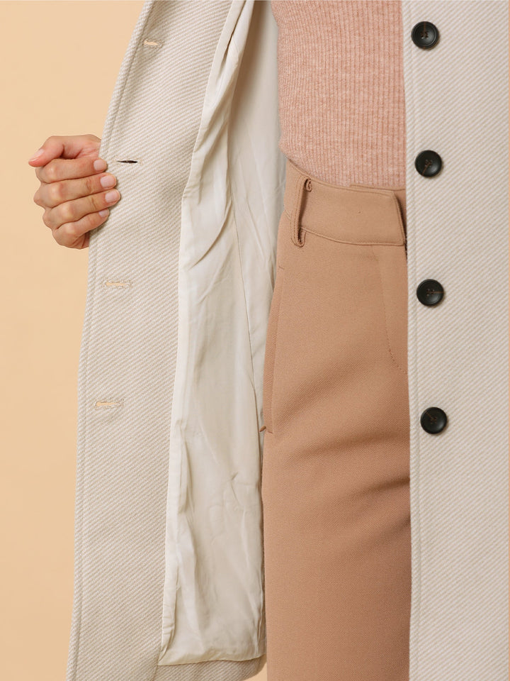 Women's Pea Coat Peter Pan Collar Single Breasted Long Sleeve
