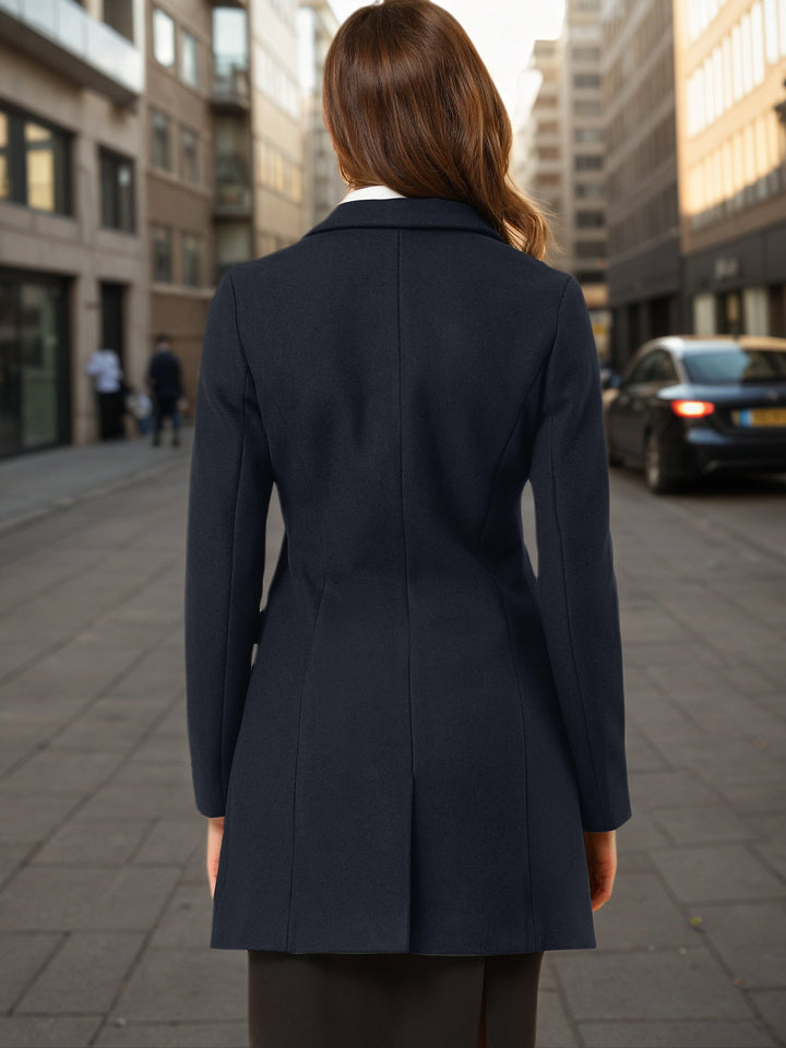 Women's Pea Coat Single-Breasted Notched Lapel Long Sleeve Regular Fit Mid Length