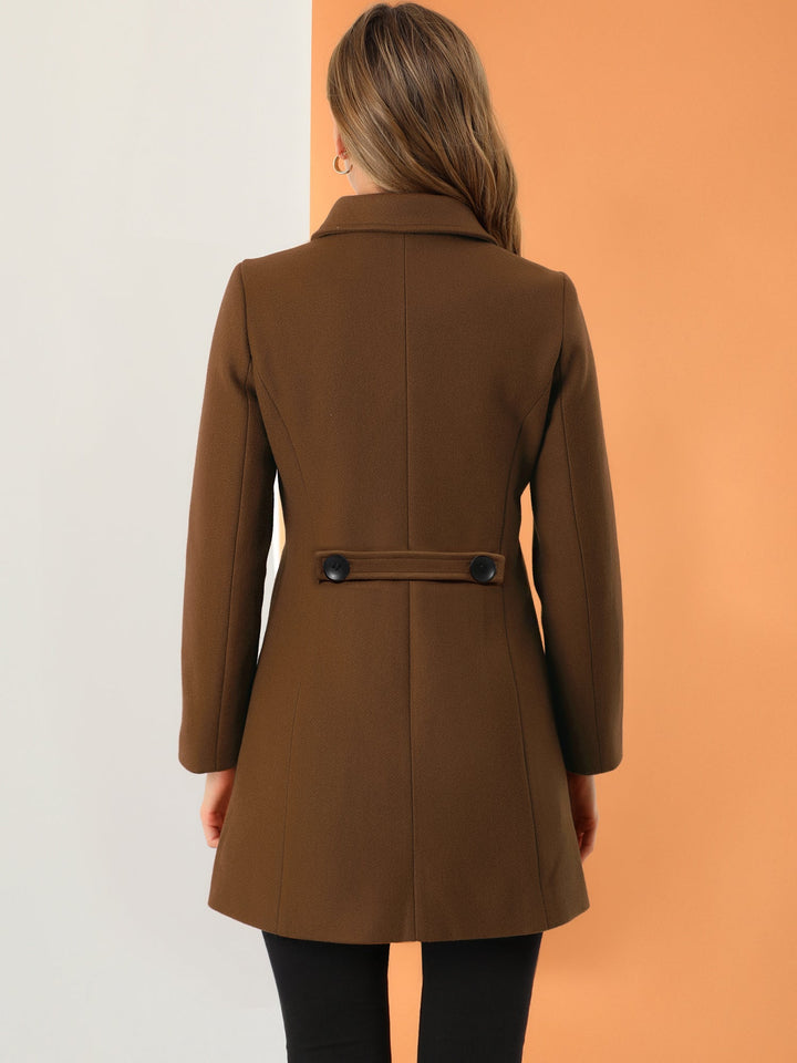 Women's Pea Coat Solid Single-Breasted Long Sleeve Regular Fit Mid Length