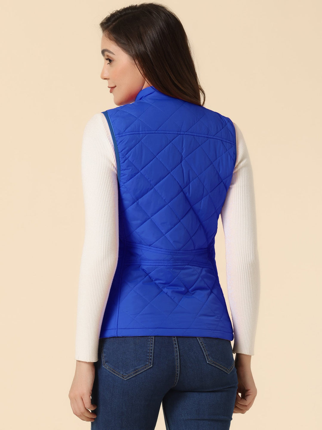Women's Vest Quilted Lightweight Stand Collar Zip-Up Sleeveless Regular Fit