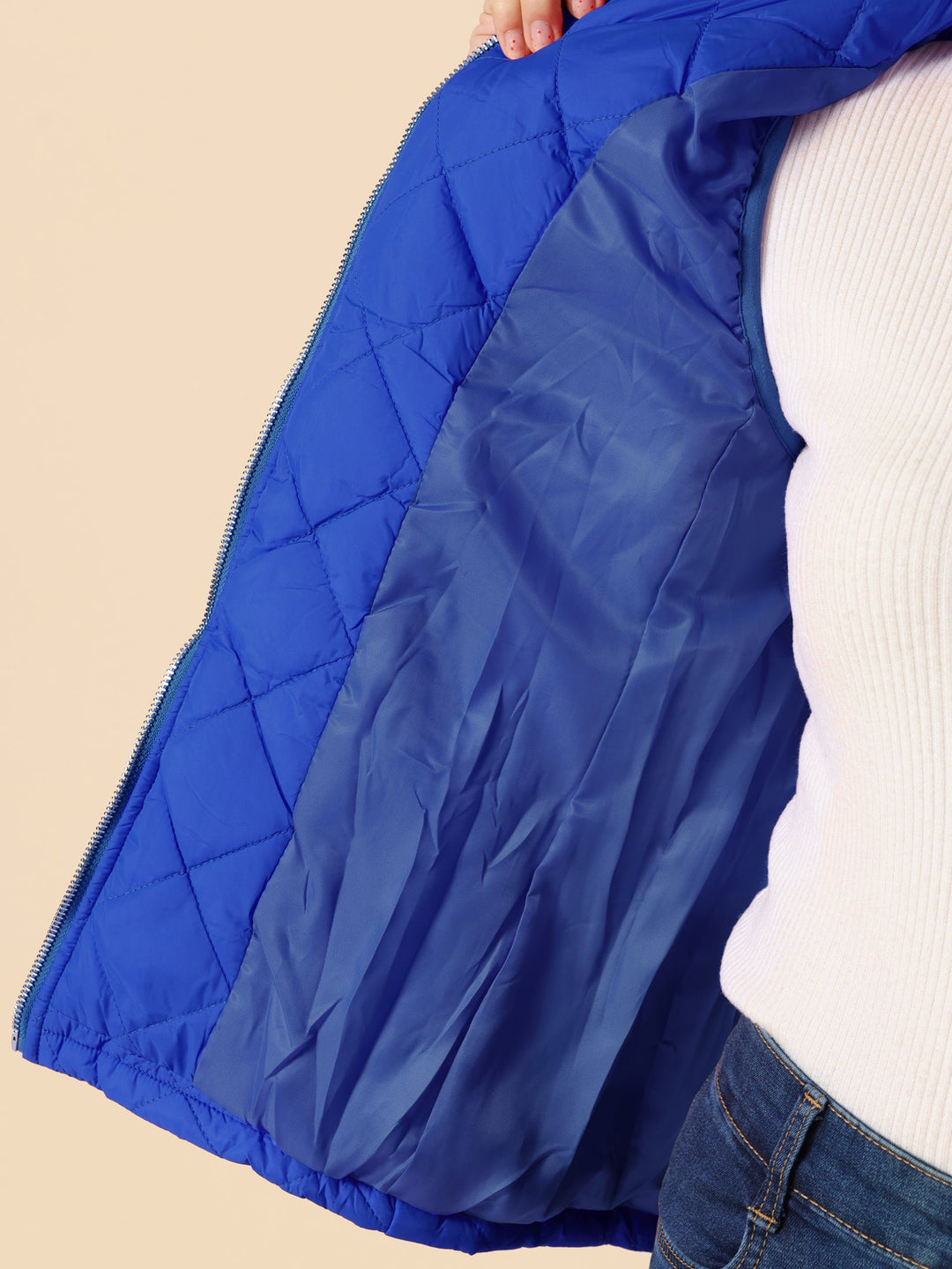 Women's Vest Quilted Lightweight Stand Collar Zip-Up Sleeveless Regular Fit