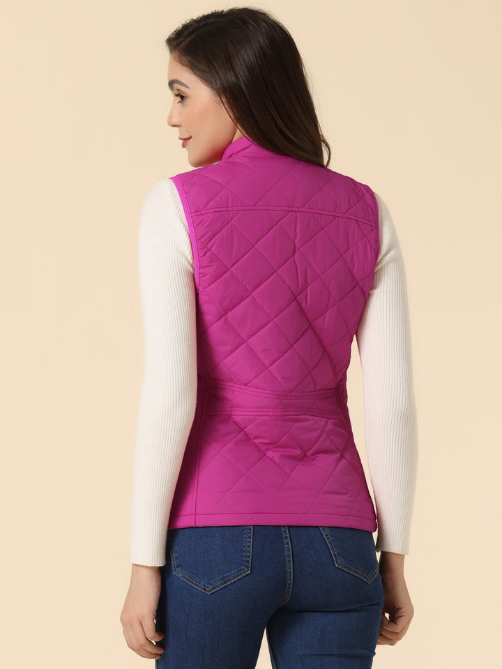 Women's Vest Quilted Lightweight Stand Collar Zip-Up Sleeveless Regular Fit