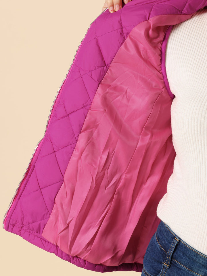 Women's Vest Quilted Lightweight Stand Collar Zip-Up Sleeveless Regular Fit