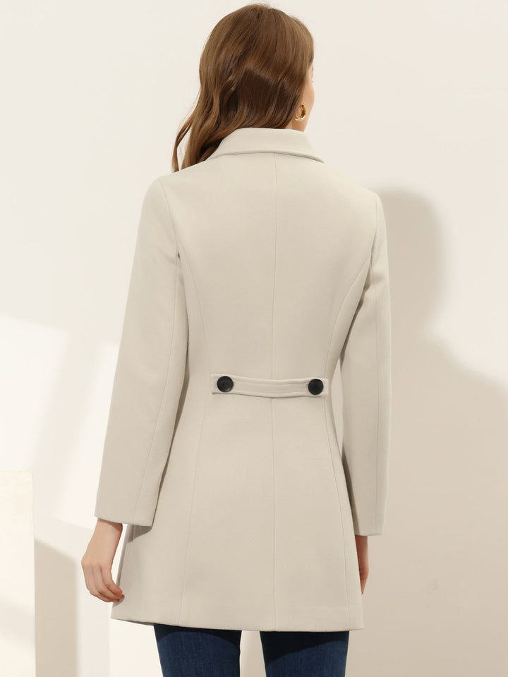 Women's Pea Coat Solid Single-Breasted Long Sleeve Regular Fit Mid Length