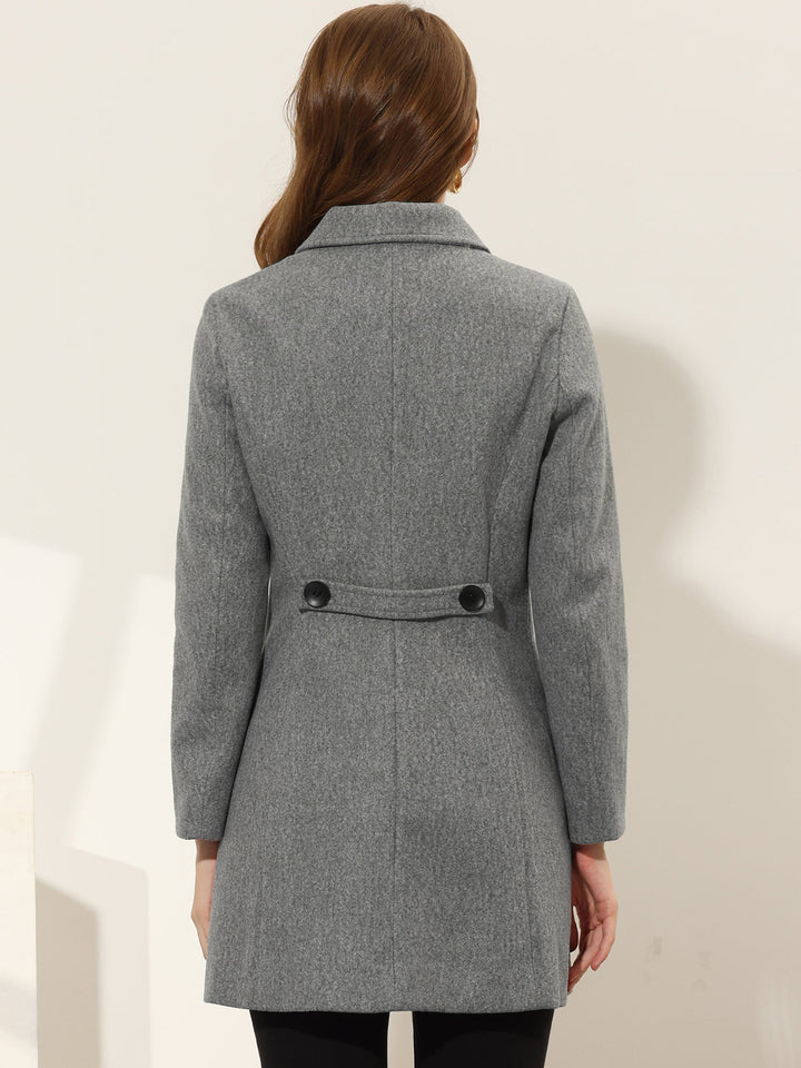 Women's Pea Coat Solid Single-Breasted Long Sleeve Regular Fit Mid Length