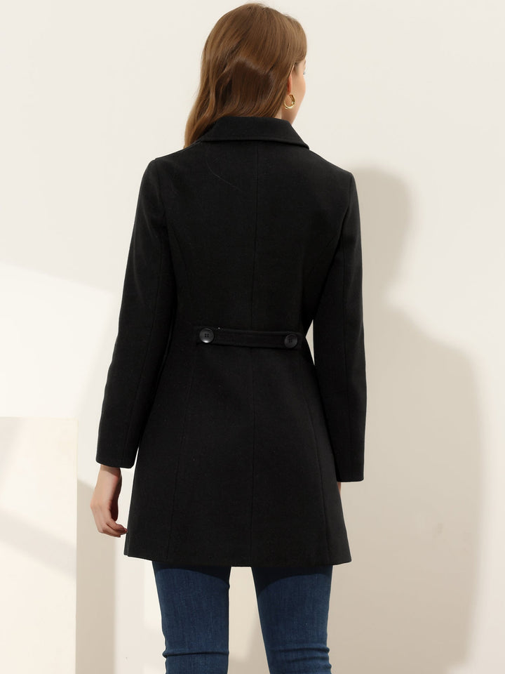 Women's Pea Coat Solid Single-Breasted Long Sleeve Regular Fit Mid Length