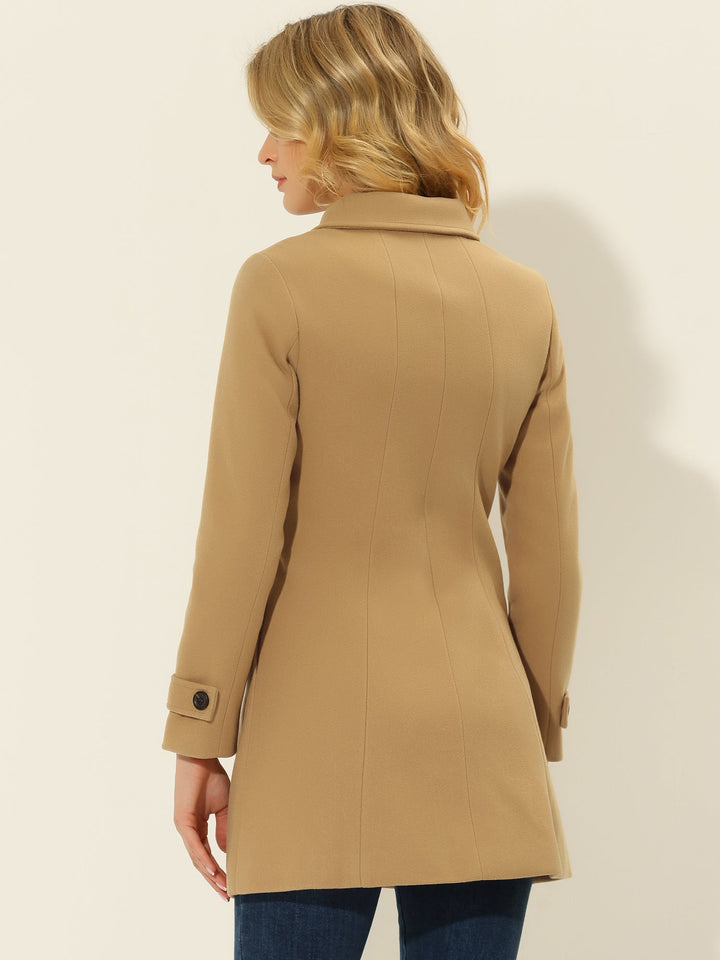 Women's Pea Coat Peter Pan Collar Single Breasted Long Sleeve