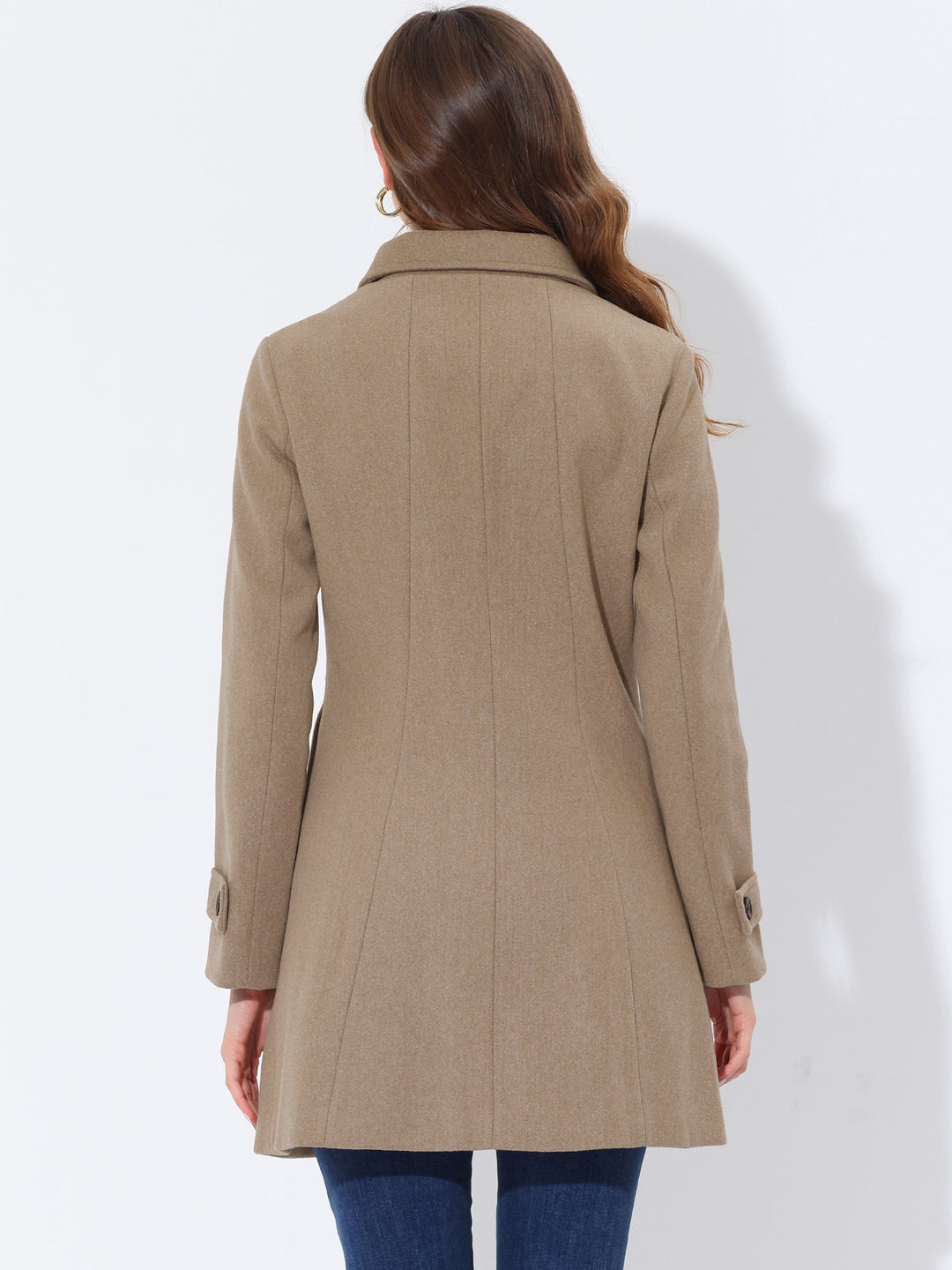 Women's Pea Coat Peter Pan Collar Single Breasted Long Sleeve