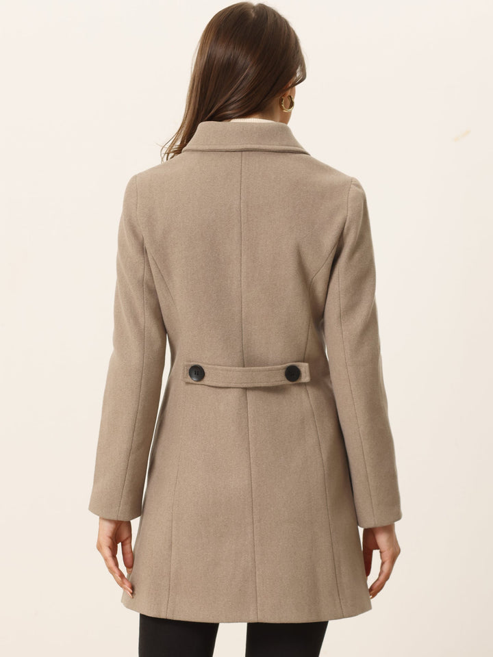 Women's Pea Coat Solid Single-Breasted Long Sleeve Regular Fit Mid Length