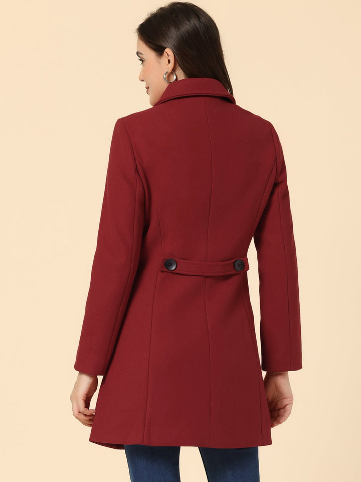 Women's Pea Coat Solid Single-Breasted Long Sleeve Regular Fit Mid Length
