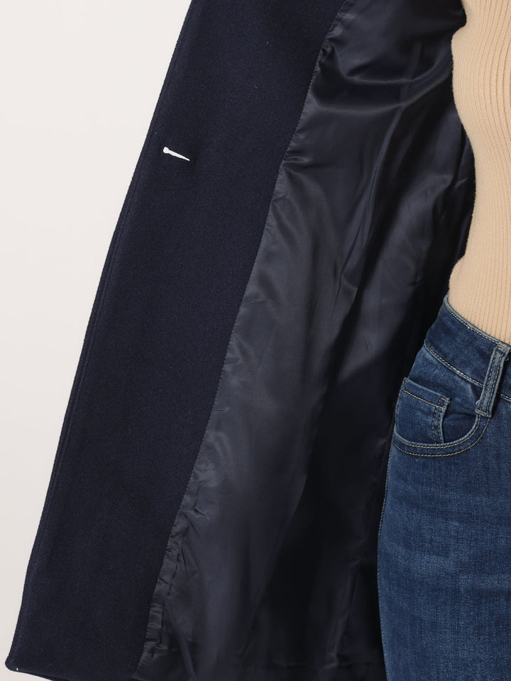 Stand Collar Single Breasted Solid Color Pea Coat