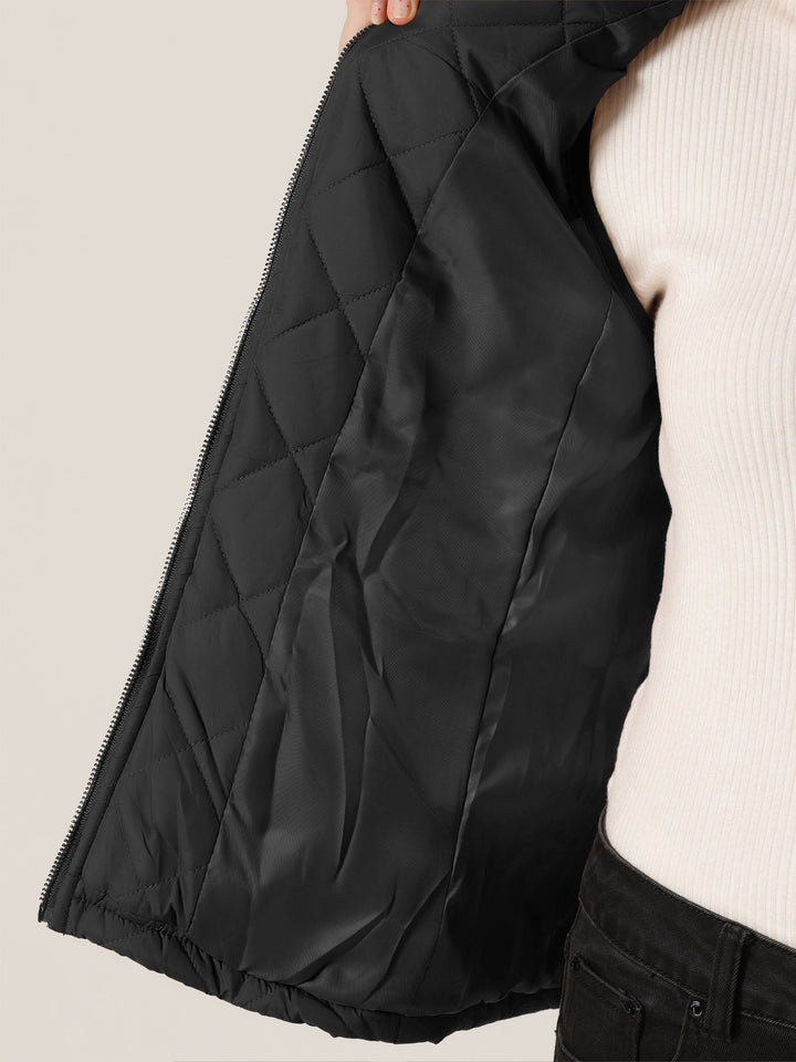 Women's Vest Quilted Lightweight Stand Collar Zip-Up Sleeveless Regular Fit