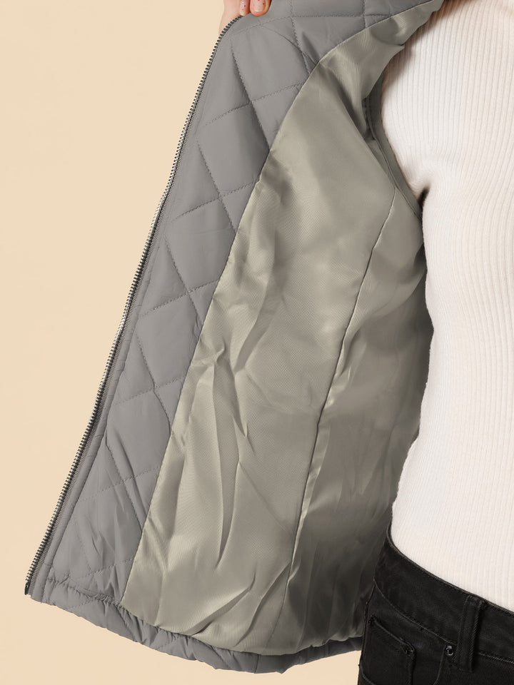 Women's Vest Quilted Lightweight Stand Collar Zip-Up Sleeveless Regular Fit