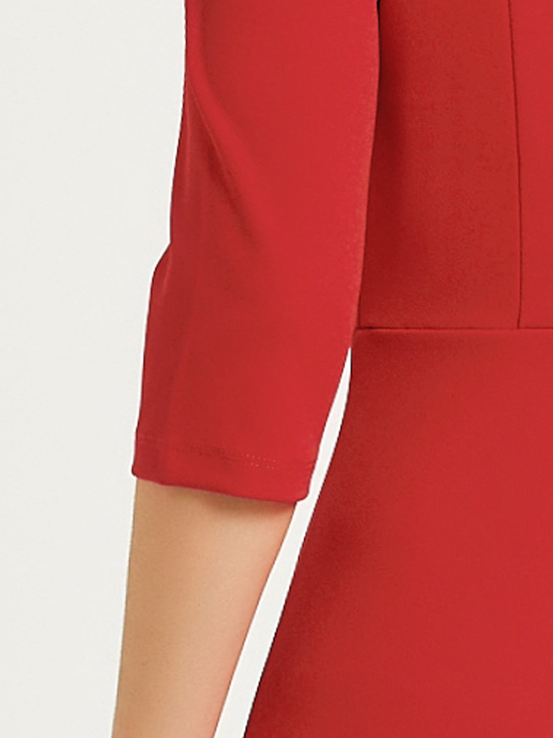 Women's A-Line Dress Stand Collar 3/4 Sleeve Button Front Zip Back – Office Work