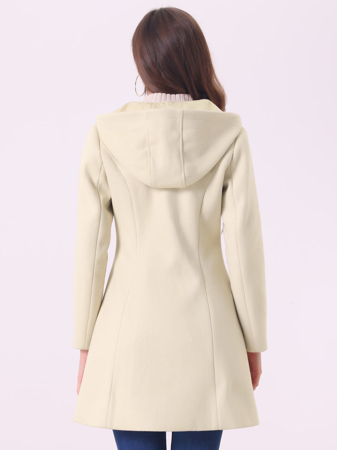 Women's Duffle Coat Hooded Toggle Button-Up Long Sleeve Winter
