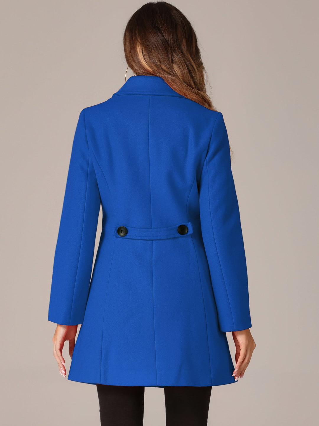 Women's Pea Coat Solid Single-Breasted Long Sleeve Regular Fit Mid Length