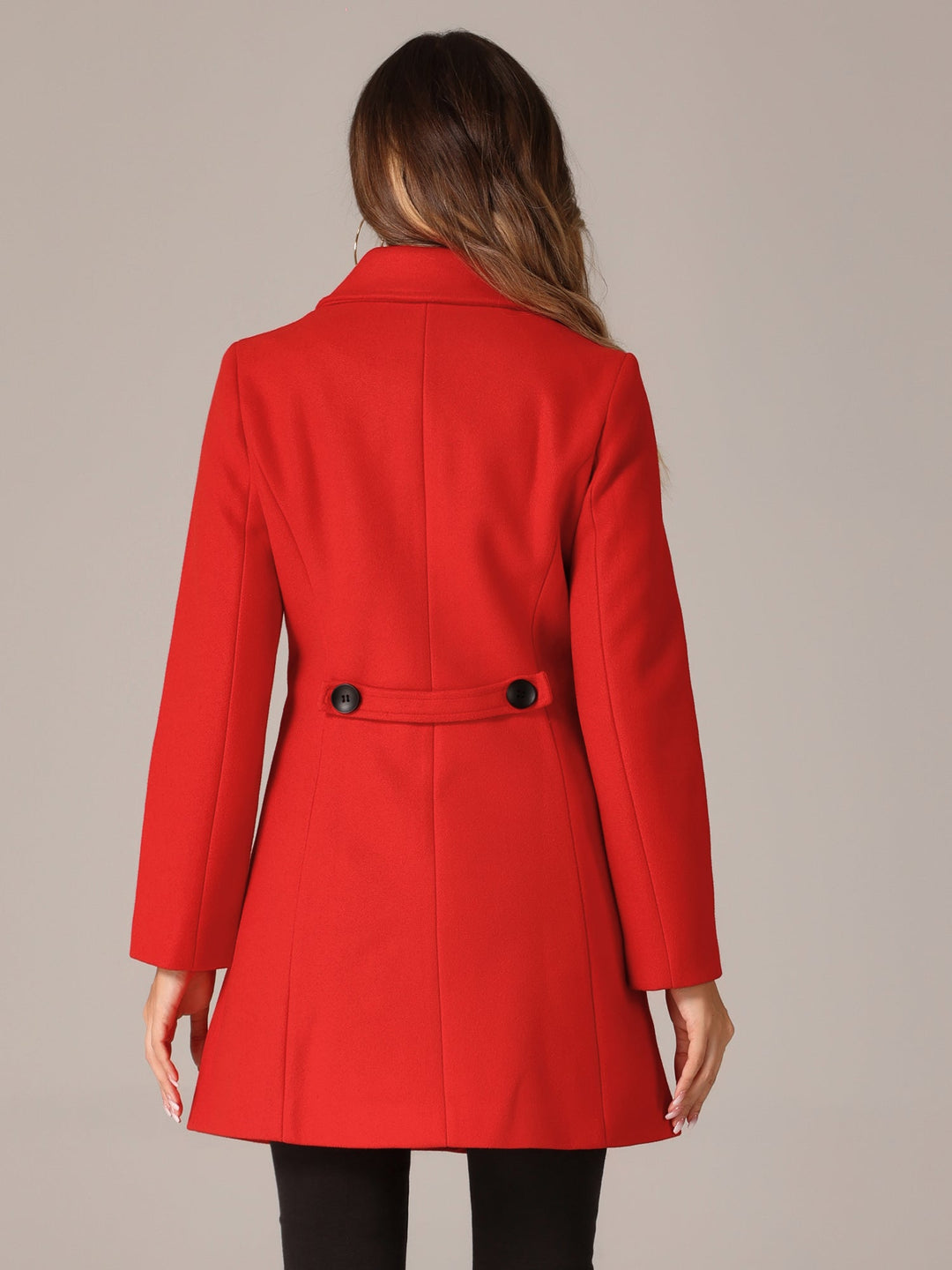 Women's Pea Coat Solid Single-Breasted Long Sleeve Regular Fit Mid Length