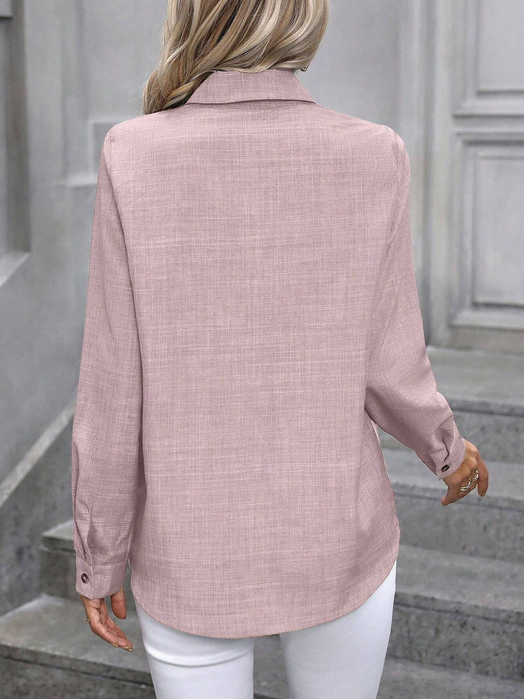 Women's Shirt Collared Button-Up Long Sleeve Regular Fit Work