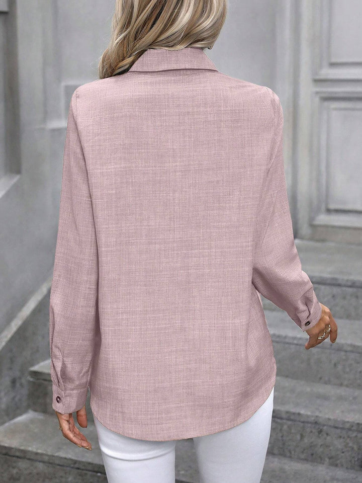 Women's Shirt Collared Button-Up Long Sleeve Regular Fit Work