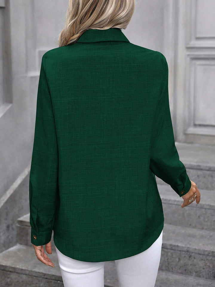 Women's Shirt Collared Button-Up Long Sleeve Regular Fit Work