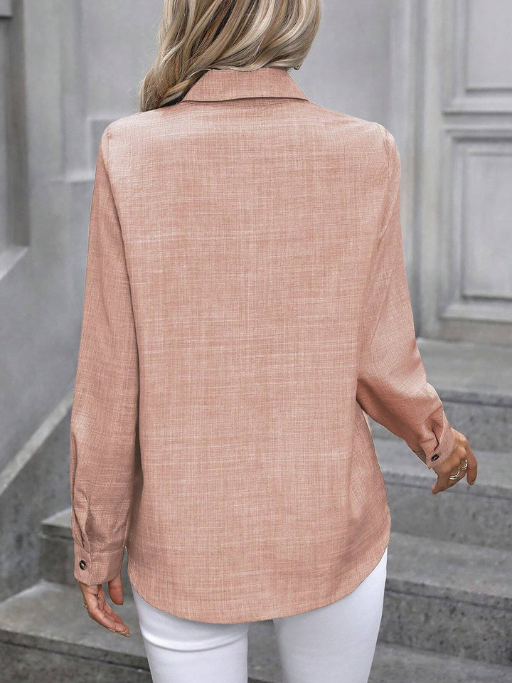 Women's Shirt Collared Button-Up Long Sleeve Regular Fit Work
