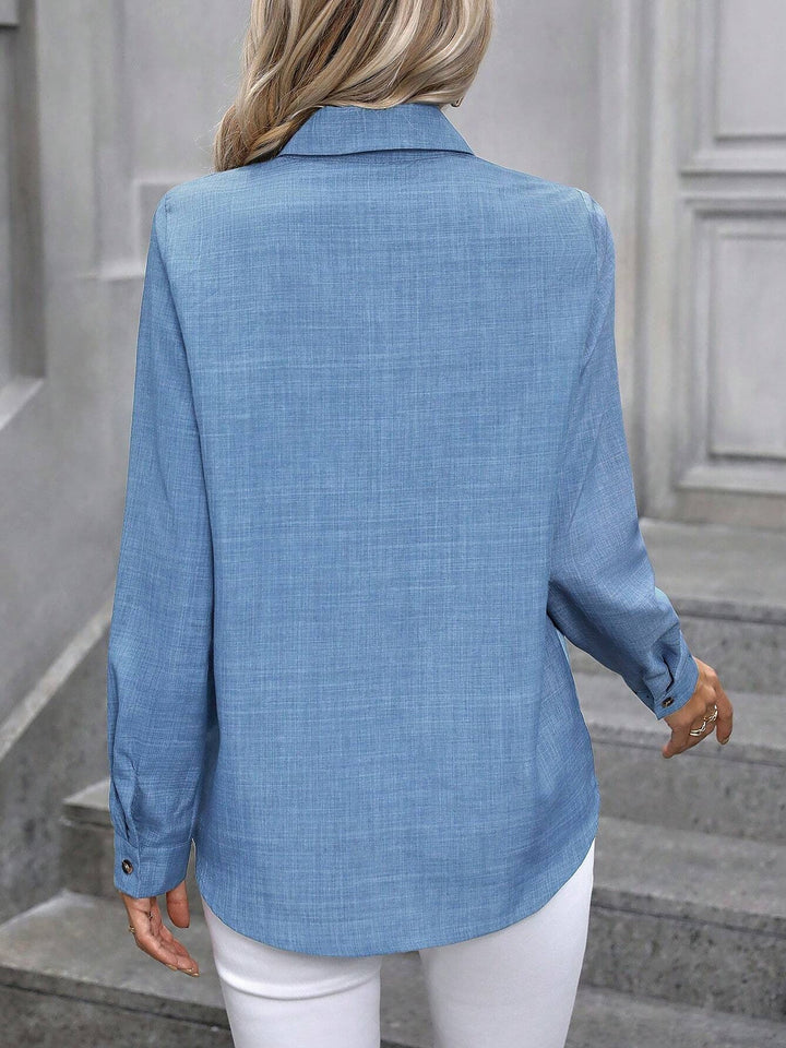 Women's Shirt Collared Button-Up Long Sleeve Regular Fit Work