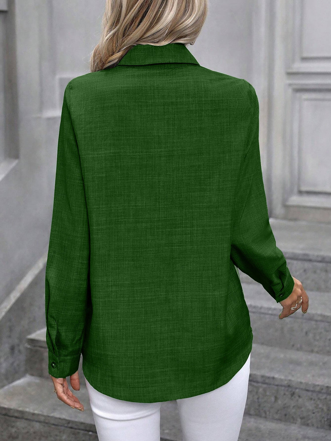 Women's Shirt Collared Button-Up Long Sleeve Regular Fit Work
