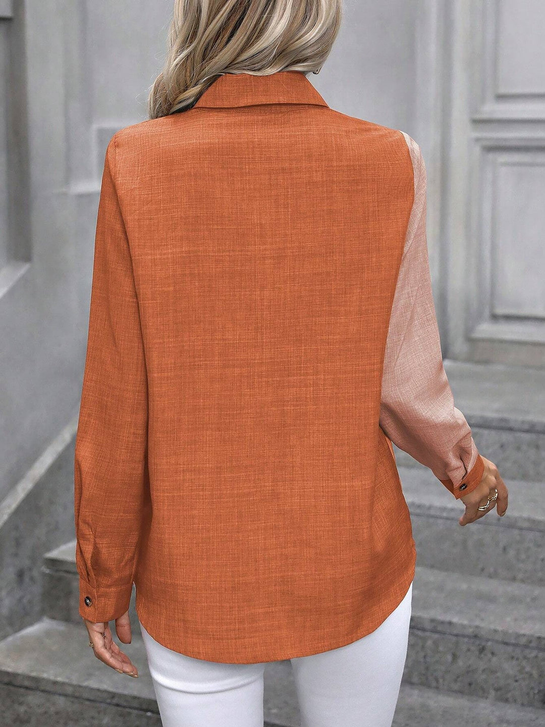 Women's Shirt Collared Button-Up Long Sleeve Regular Fit Work