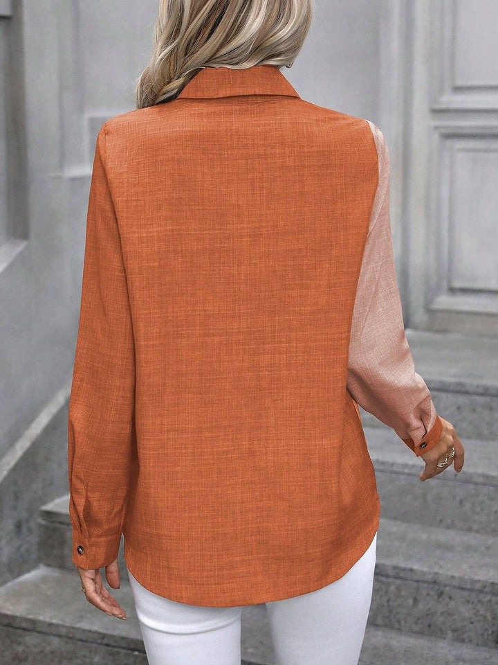Women's Shirt Collared Button-Up Long Sleeve Regular Fit Work