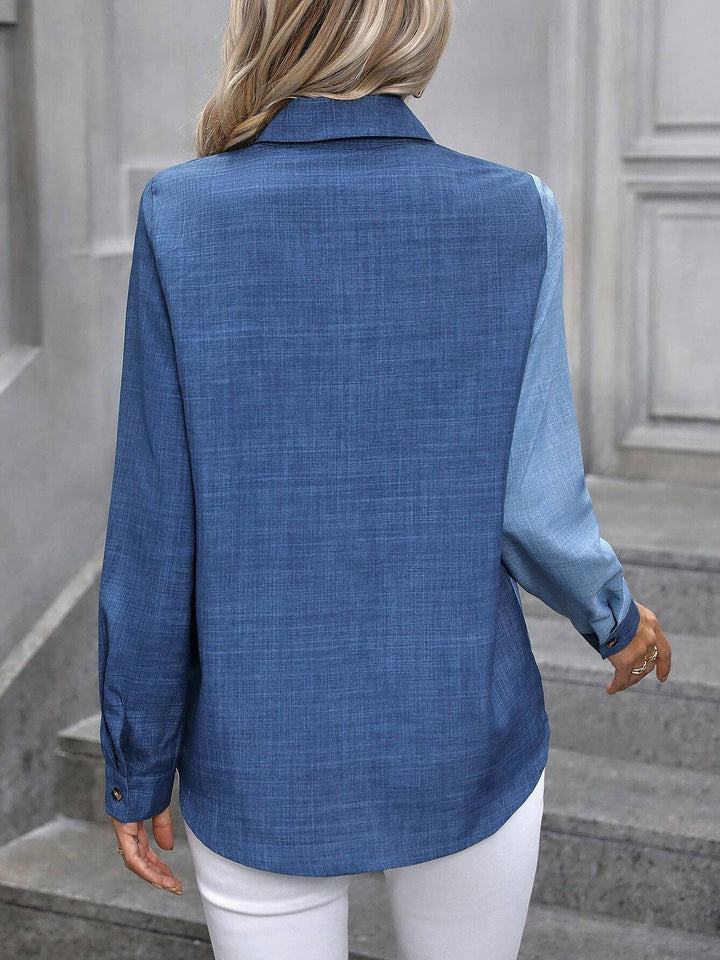 Women's Shirt Collared Button-Up Long Sleeve Regular Fit Work