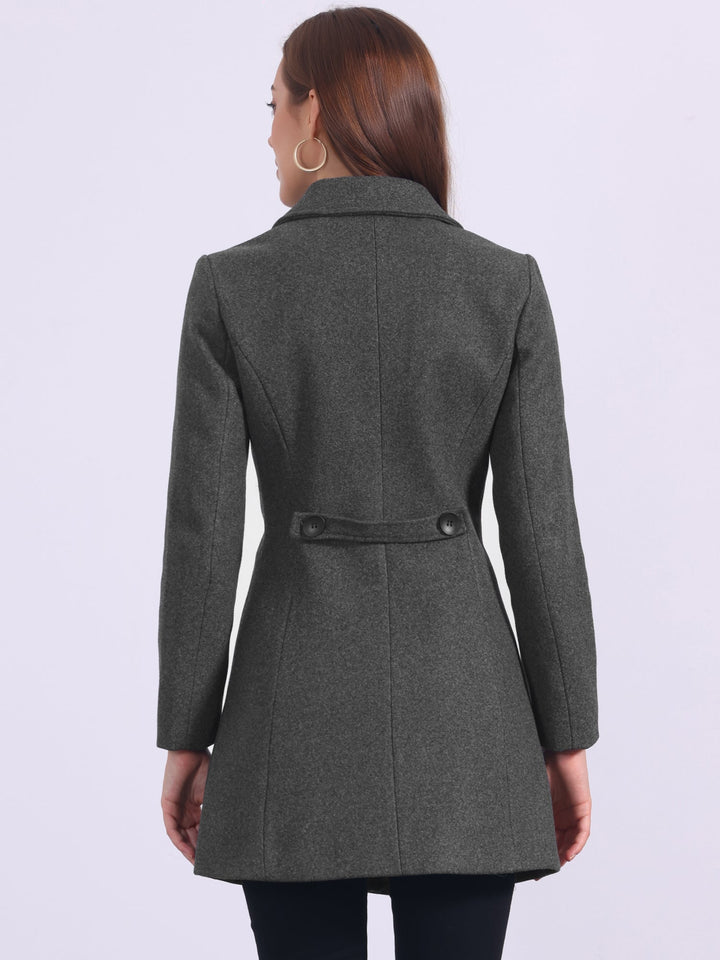 Women's Pea Coat Solid Single-Breasted Long Sleeve Regular Fit Mid Length