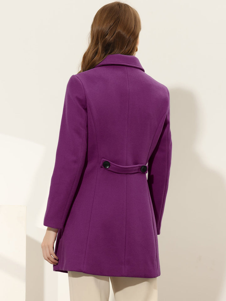 Women's Pea Coat Solid Single-Breasted Long Sleeve Regular Fit Mid Length