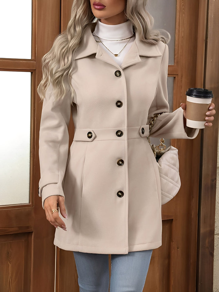 Women’s Lapel Long Sleeve Button-Down Solid Color Jacket
