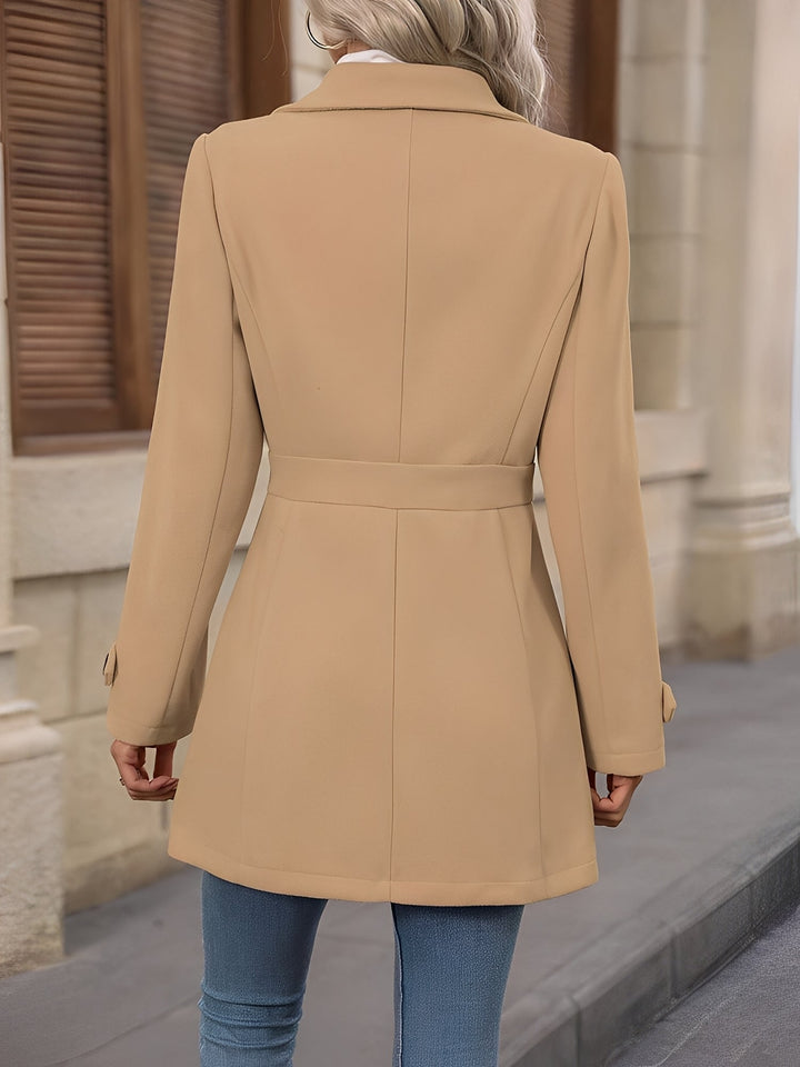 Women’s Lapel Long Sleeve Button-Down Solid Color Jacket
