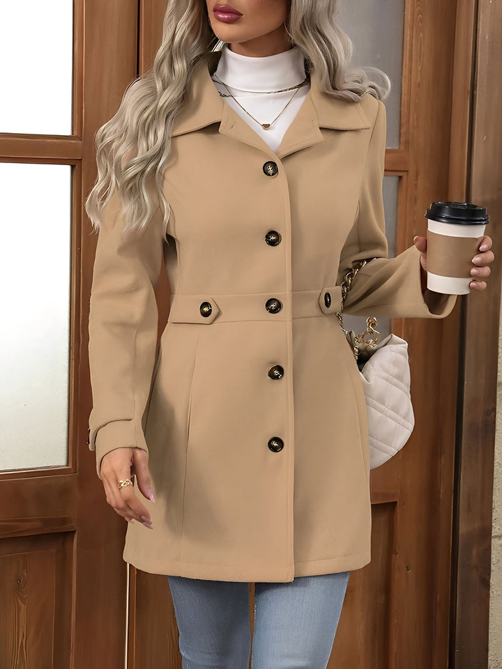 Women’s Lapel Long Sleeve Button-Down Solid Color Jacket