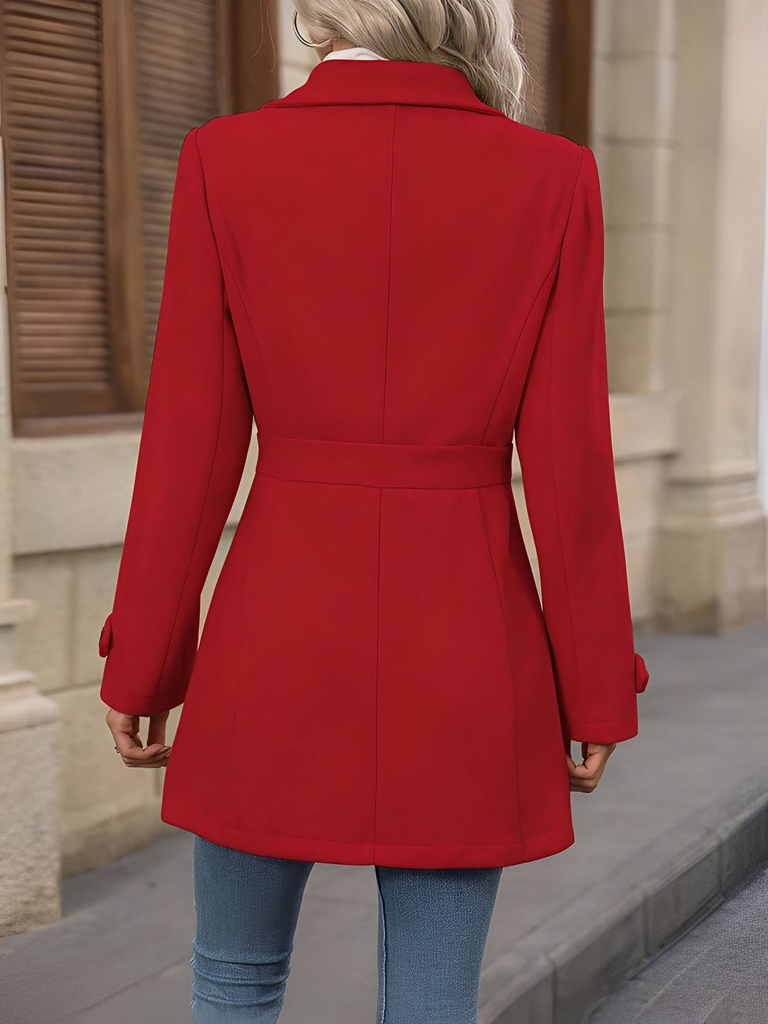 Women’s Lapel Long Sleeve Button-Down Solid Color Jacket
