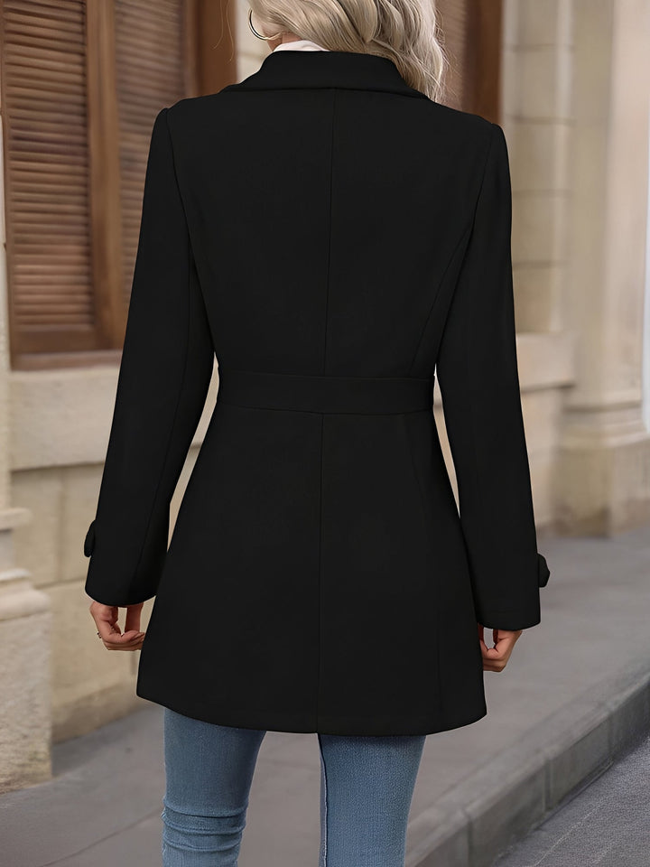Women’s Lapel Long Sleeve Button-Down Solid Color Jacket