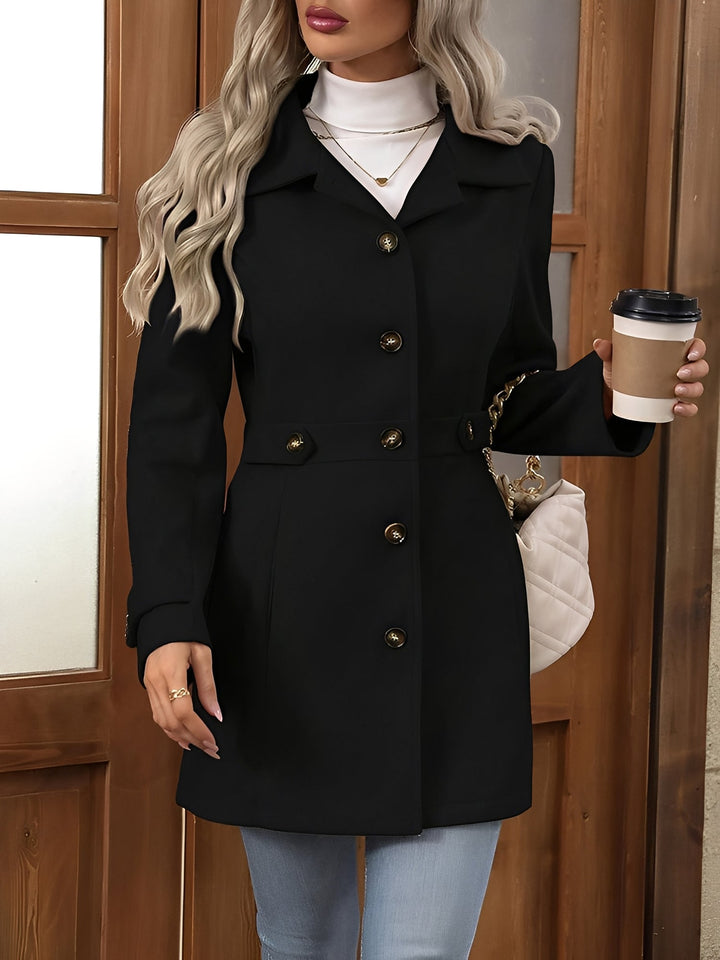 Women’s Lapel Long Sleeve Button-Down Solid Color Jacket