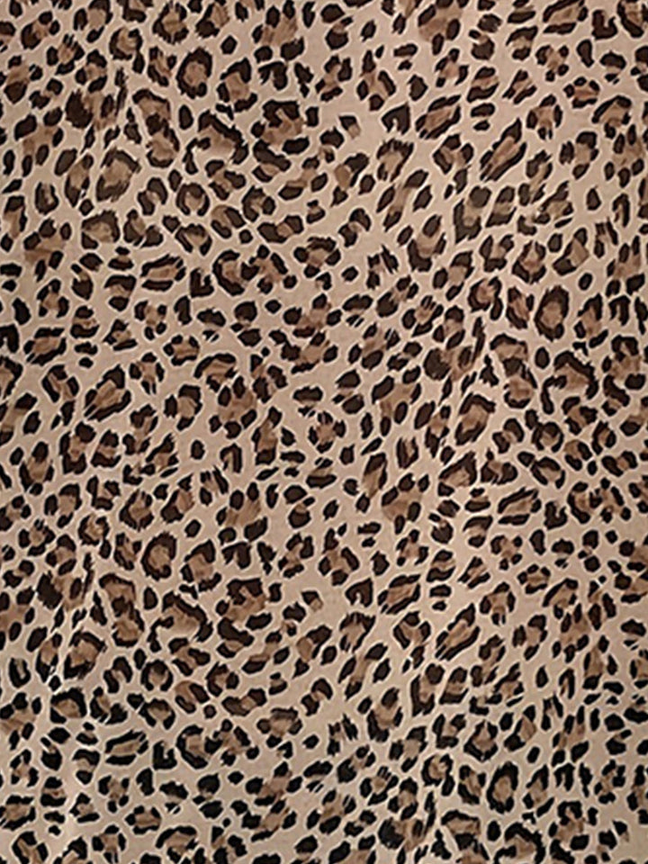 Ruffled V-Neck Leopard Print Sleeveless Blouse