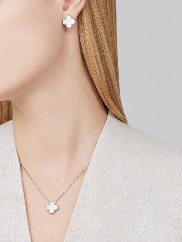 Women's Jewelry Set Stainless Steel Hypoallergenic Clover Necklace Bracelet Earrings